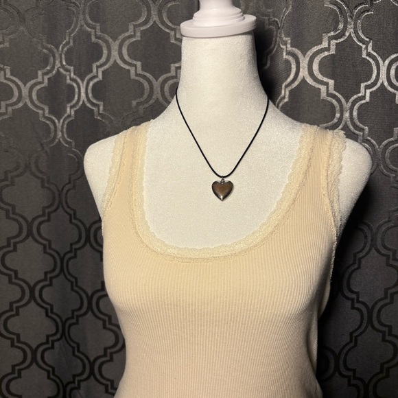 Cream Ribbed Tank Top - Picture 2 of 3